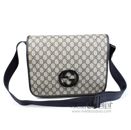 gucci古琦 休闲精品缇花1:1品质男士单肩斜背包 222291灰图片