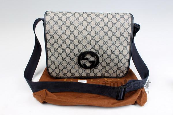 gucci古琦 休闲精品缇花1:1品质男士单肩斜背包 222291灰图片