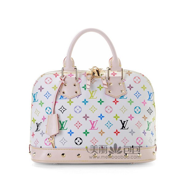 范冰冰大爱lv包包 白色三三彩Monogram Multicolore手提包M40444W