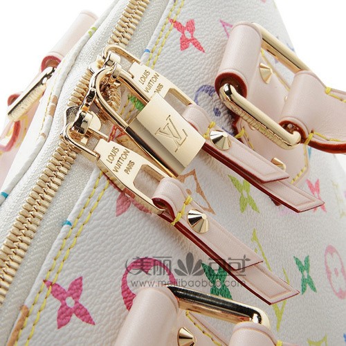 范冰冰大爱lv包包 白色三三彩Monogram Multicolore手提包M40444W