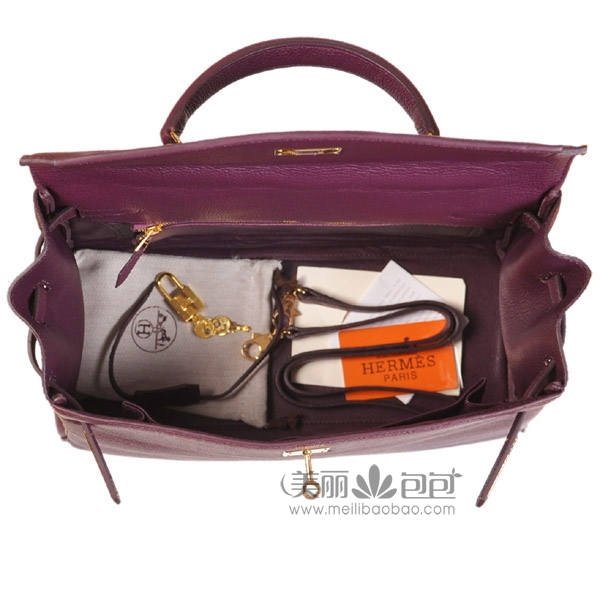 hermes kelly 原版紫色牛颈纹爱马仕凯莉包32-35cm