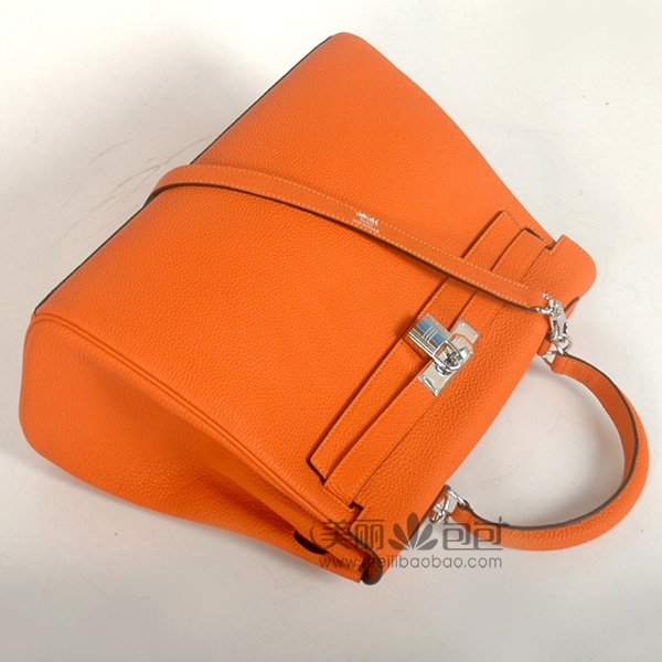 hermes kelly 原版橙色荔纹牛皮爱马仕凯莉包32-35cm