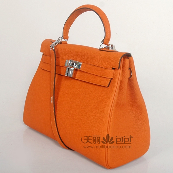 hermes kelly 原版橙色荔纹牛皮爱马仕凯莉包32-35cm