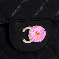 香奈儿包包classic flap双C金链 黑色球纹牛皮Chanel女包A01112/01113BNG