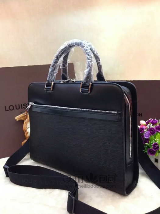 Louis Vuitton Bassano GM Epi Noir Black Work Bag Briefcase