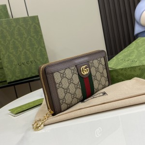 gucci Ophidia系列长款拉链钱包 古琦经典双G图案钱夹523154