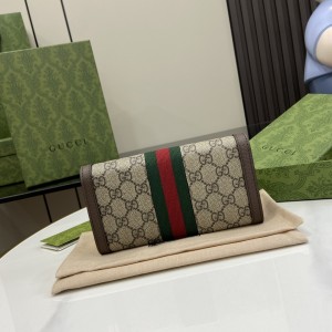 gucci Ophidia经典系列GG图案长款翻盖钱包523153