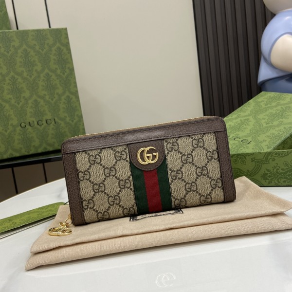 gucci Ophidia系列长款拉链钱包 古琦经典双G图案钱夹523154