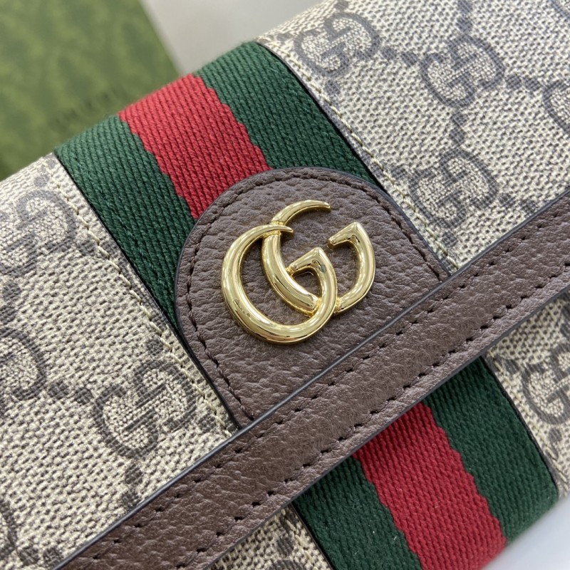 gucci Ophidia经典系列GG图案长款翻盖钱包523153