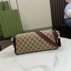 gucci Luce新款女士腋下包 古琦复古法棍腋下包 GG图案帆布彩色肩带786027 2色