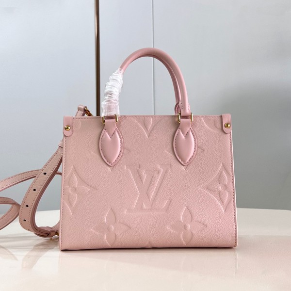 lv OnTheGo小号托特包 Monogram Empreinte粉色压纹皮革M45653