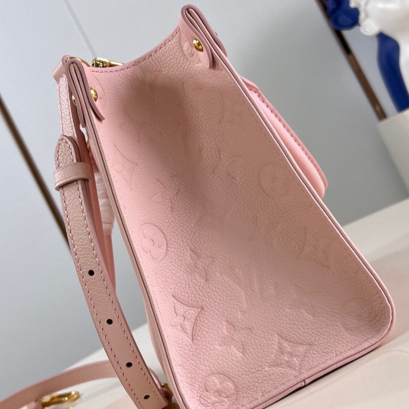 lv OnTheGo小号托特包 Monogram Empreinte粉色压纹皮革M45653