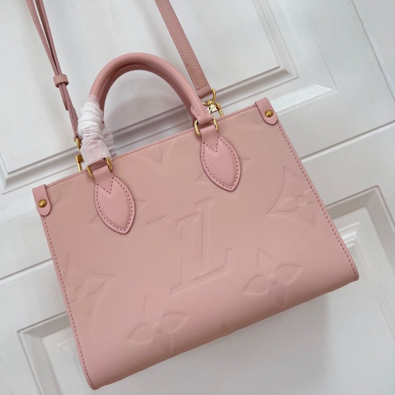 lv OnTheGo小号托特包 Monogram Empreinte粉色压纹皮革M45653