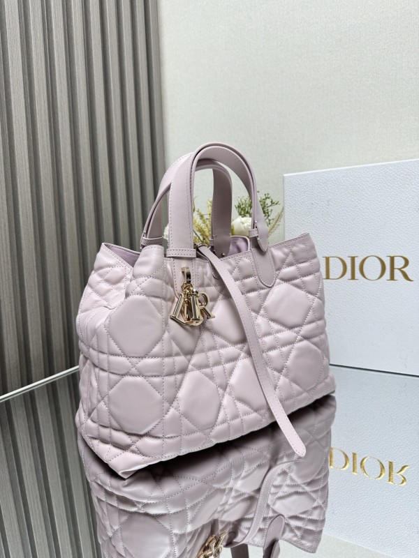 dior toujours tote手袋 粉色中号 迪奥柔软牛皮藤格纹手提包2821