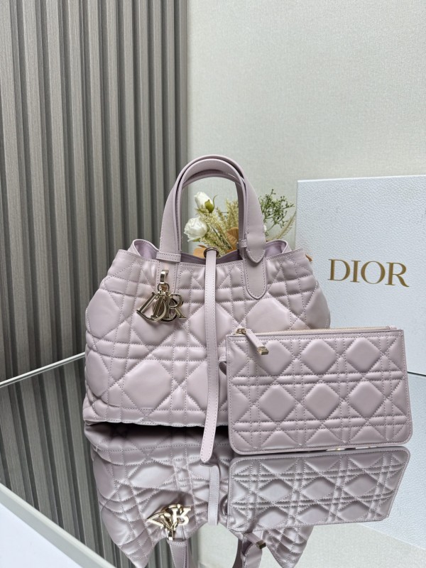 dior toujours tote手袋 粉色中号 迪奥柔软牛皮藤格纹手提包2821