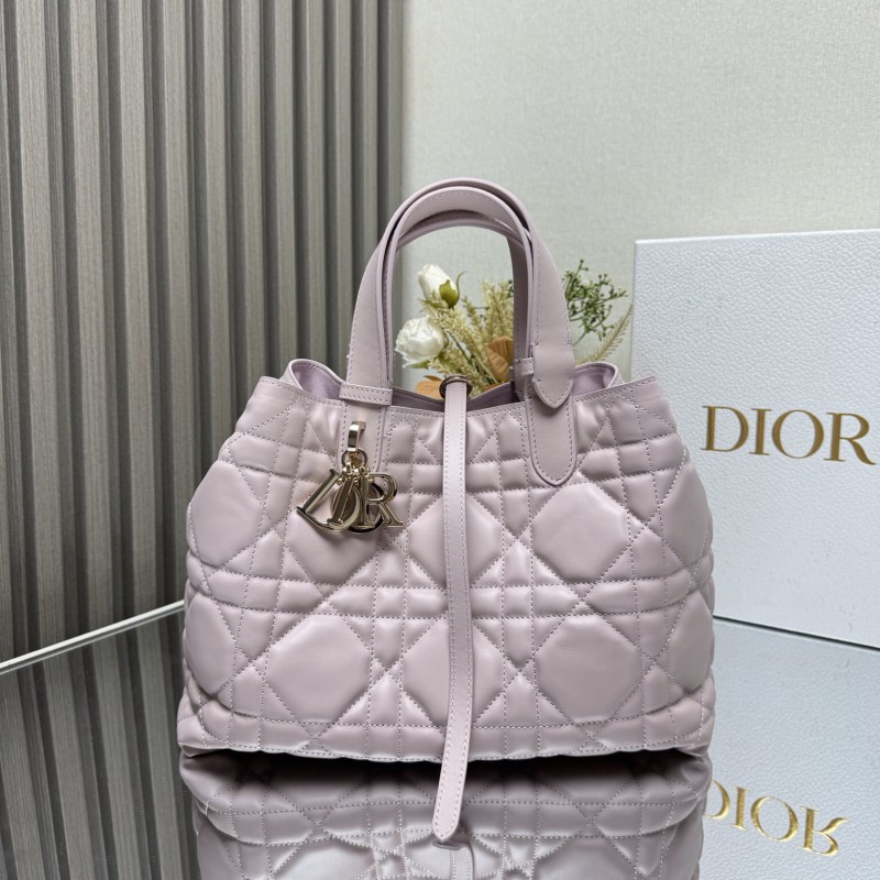 dior toujours tote手袋 粉色中号 迪奥柔软牛皮藤格纹手提包2821