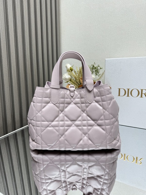 dior toujours tote手袋 粉色中号 迪奥柔软牛皮藤格纹手提包2821