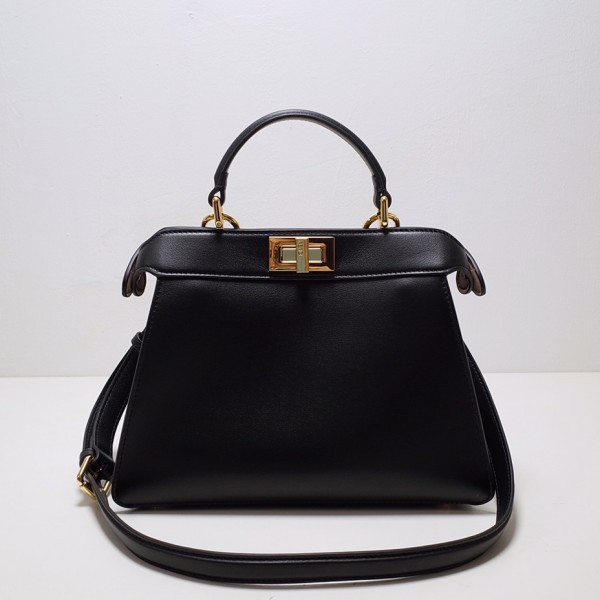 小号黑色纳帕皮 fendi Iconic Peekaboo ISeeU女士手提包8327