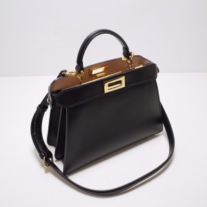 小号黑色纳帕皮 fendi Iconic Peekaboo ISeeU女士手提包8327